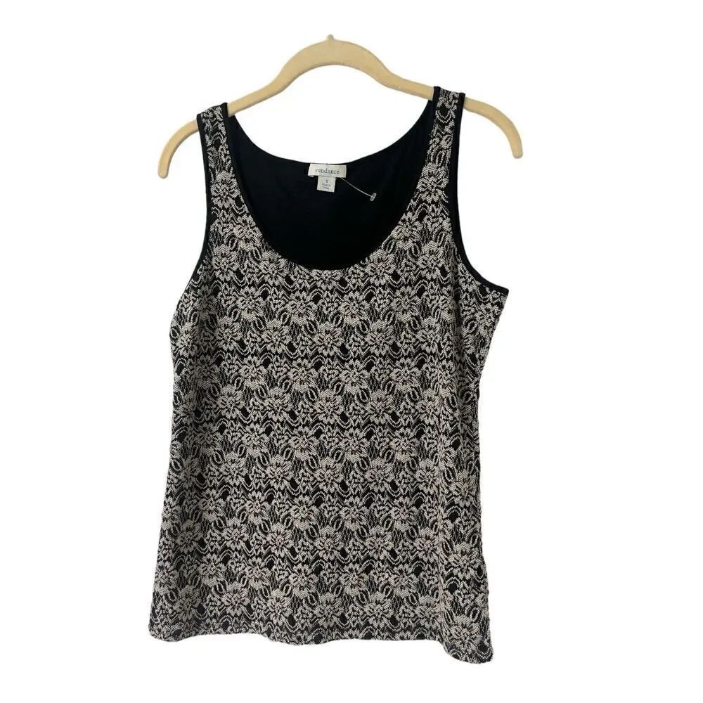Sundance tank top black & gray floral sz S